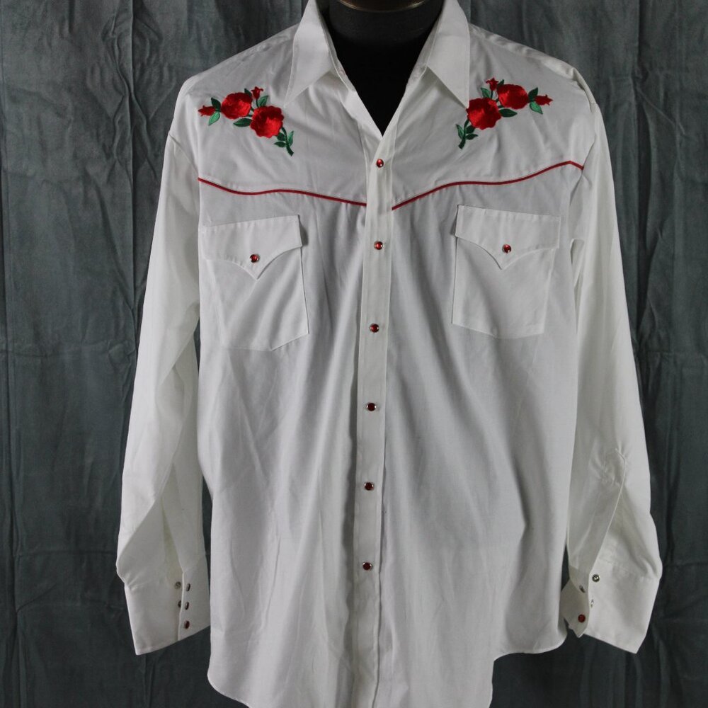 Western Shirt - Stitched Rose Pattern by Ely Gentlemen - Men's 2XL